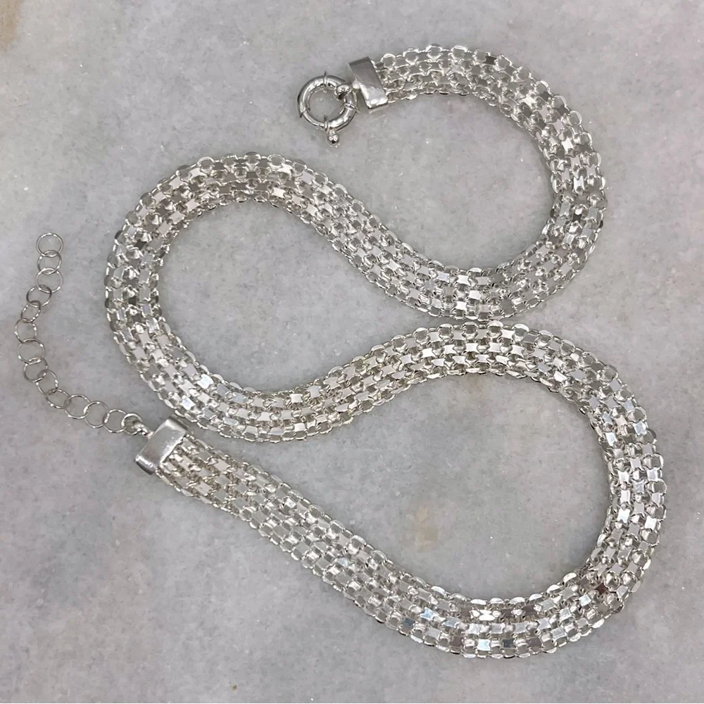 Wide Bismarck Sterling Silver Chain Necklace - Picture 2 of 8